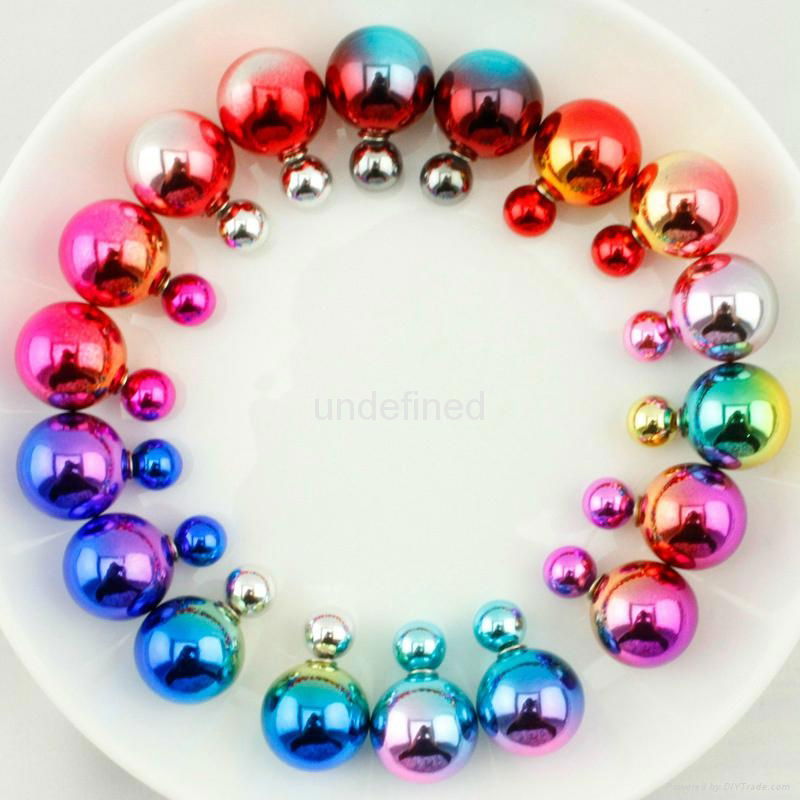 Fashionable Colorful Simulated Double Sided Wear Pearl Stud Earrings 5