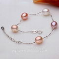 Elegant 925 Silver Plated Chain With Women Colorful Pearl Bracelet 1