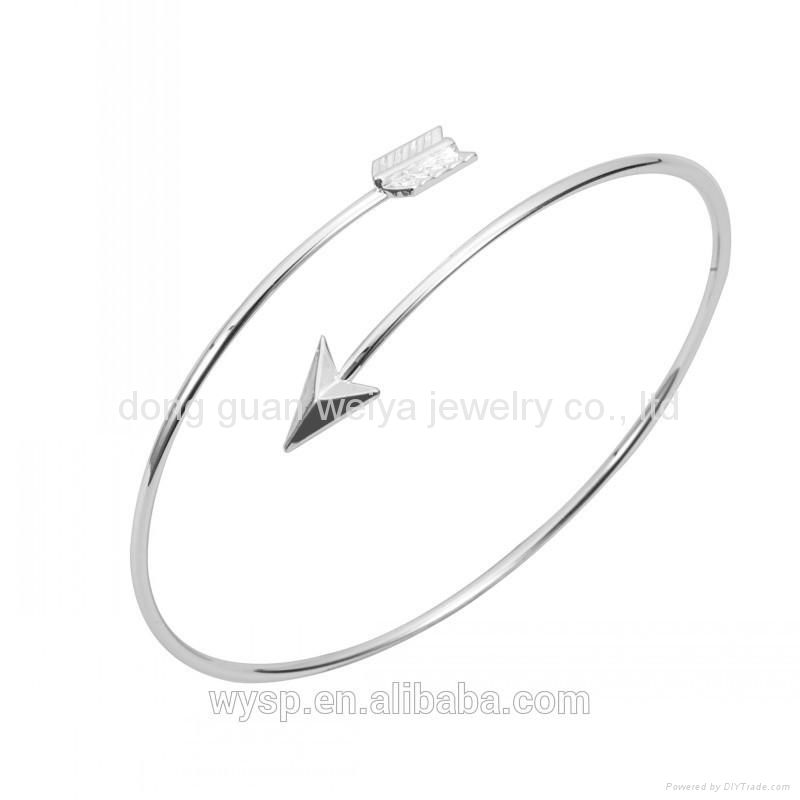 Women Adjustable Gold Silver Simple Arrow Wrapped Bangle 3