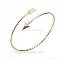 Women Adjustable Gold Silver Simple Arrow Wrapped Bangle 4