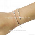 Women Adjustable Gold Silver Simple Arrow Wrapped Bangle 2