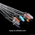 Double Point Assorted Natural Stone Pendants Necklaces Jewelry Wholesale 4