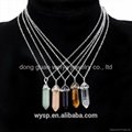 Double Point Assorted Natural Stone Pendants Necklaces Jewelry Wholesale 2