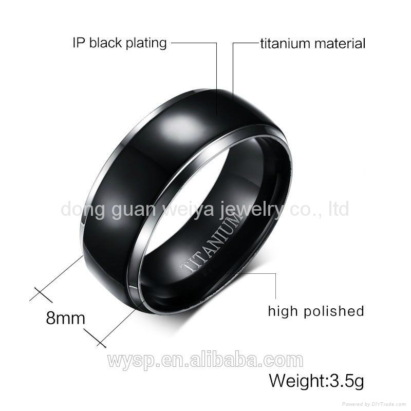 Stainless Steel Rings Black Dome Two Tone Polish Engagement Band for Men Women 4