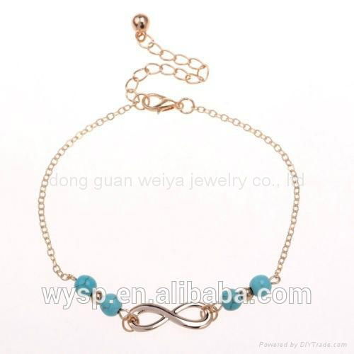 Women Simple Blue Turquoise Infinity Beach Bracelet Anklet 2