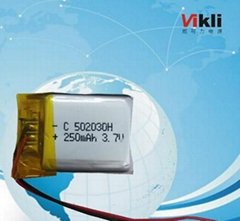 Polymer lithium battery, 502030-250 mah bluetooth battery