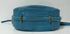 Blue bucket bag genuine leather handbag