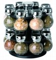 16 jars spice rack with round bottle,