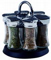 6 jars spice rack with rotating base