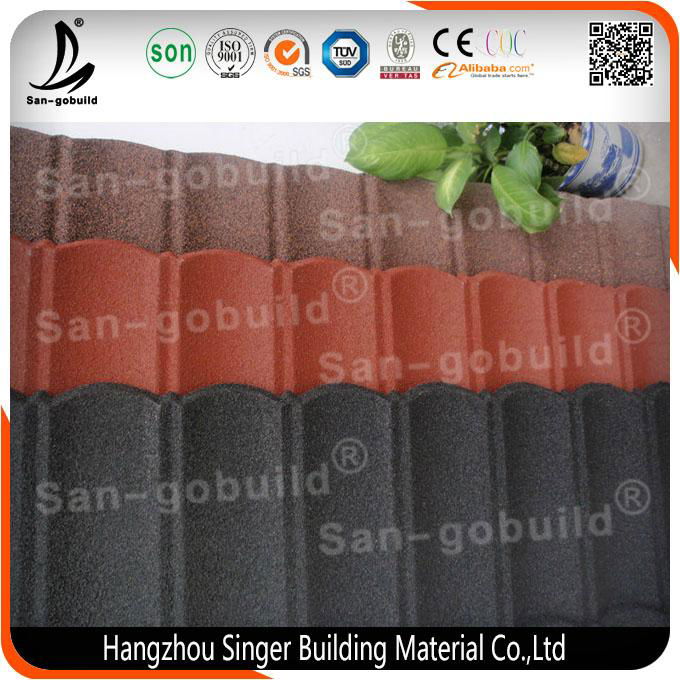 Galvalume Material Plain Types Colorful Stone Coated Metal Roof Sheets 2