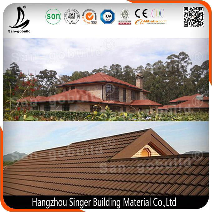 Galvalume Material Plain Types Colorful Stone Coated Metal Roof Sheets 3