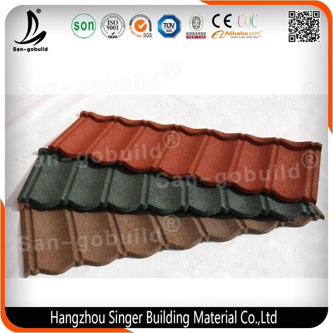 Galvalume Material Plain Types Colorful Stone Coated Metal Roof Sheets 4