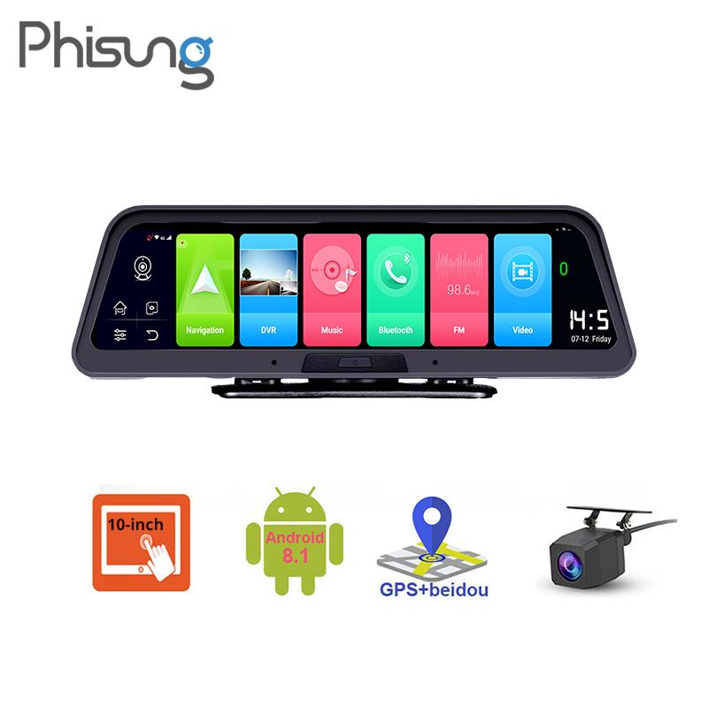 Phisung Q98 10inch android 8.1 car video recorder 4G ADAS dual lens HD1080P GPS 