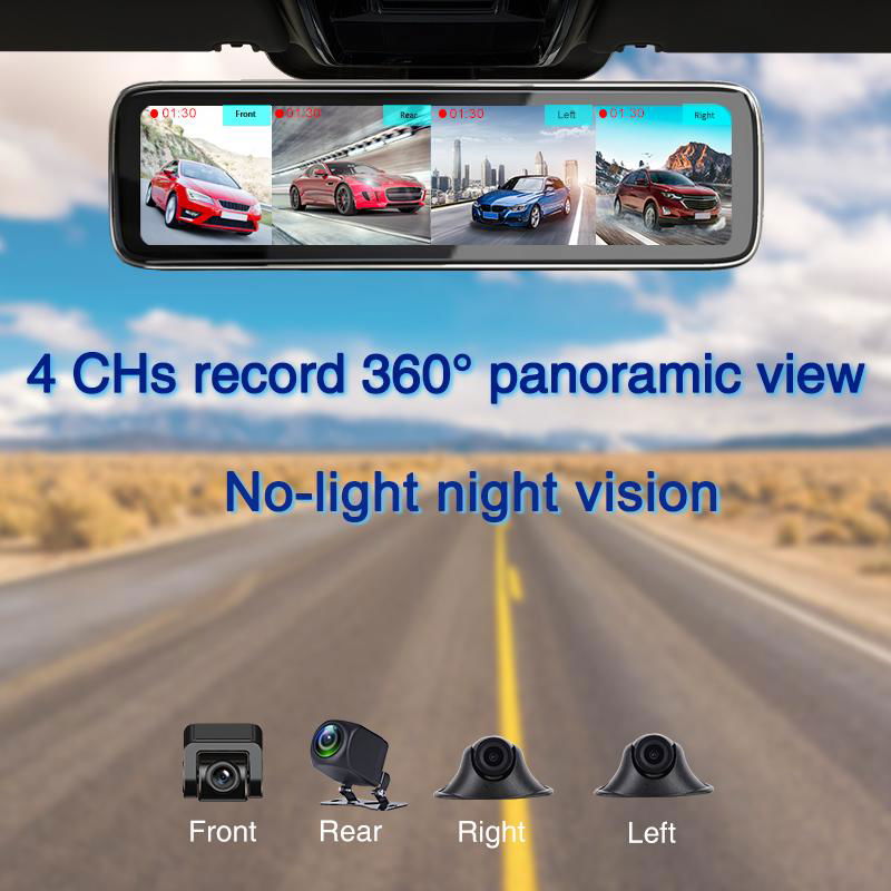 2021 newest 4 cams record android 9.0 car video record night vision GPS WIFI  4