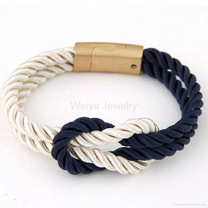 2016 Hot Trendy Fashion Braided Rope Bracelets & Bangles with Magnetic Clasp for 4