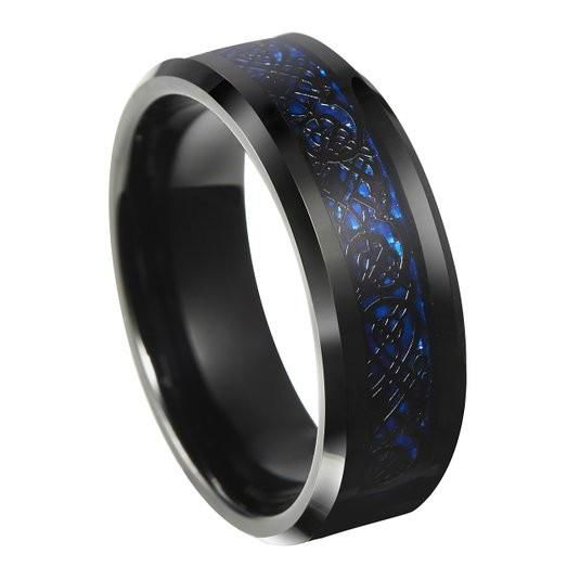 Fashion Black Dome 4-8mm Titanium Rings with Two Tone Polish Wedding Engagement 