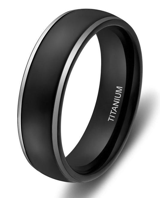 Fashion Black Dome 4-8mm Titanium Rings with Two Tone Polish Wedding Engagement  2