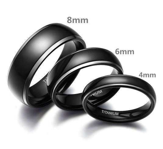 Fashion Black Dome 4-8mm Titanium Rings with Two Tone Polish Wedding Engagement  3