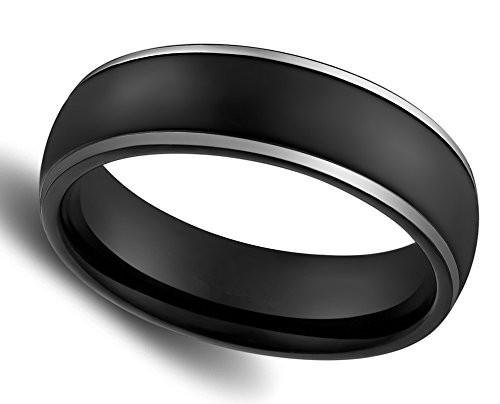 Fashion Black Dome 4-8mm Titanium Rings with Two Tone Polish Wedding Engagement  4