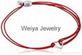 2016 Fashion Heart Red Sterling Charm Bracelet with Kindred Cord 5