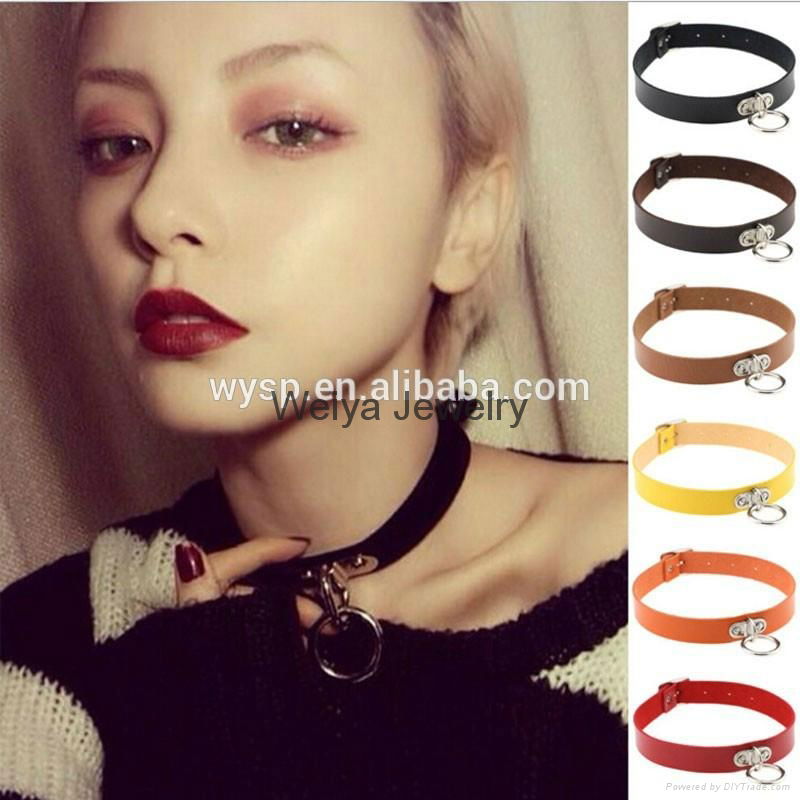 2016 Vintage Bijoux Women Jewelry Choker Leather Necklace With Cool Punk Goth Ri 3