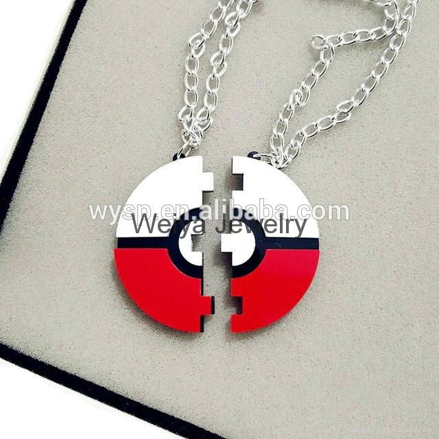 Pokemon Game Pokeball Pendant Necklace With Couples Laser Cut For Fans Acrylic J 5