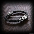 2016 Fashion Genuine Leather Bracelet With Skeleton Skull Rock Men 3