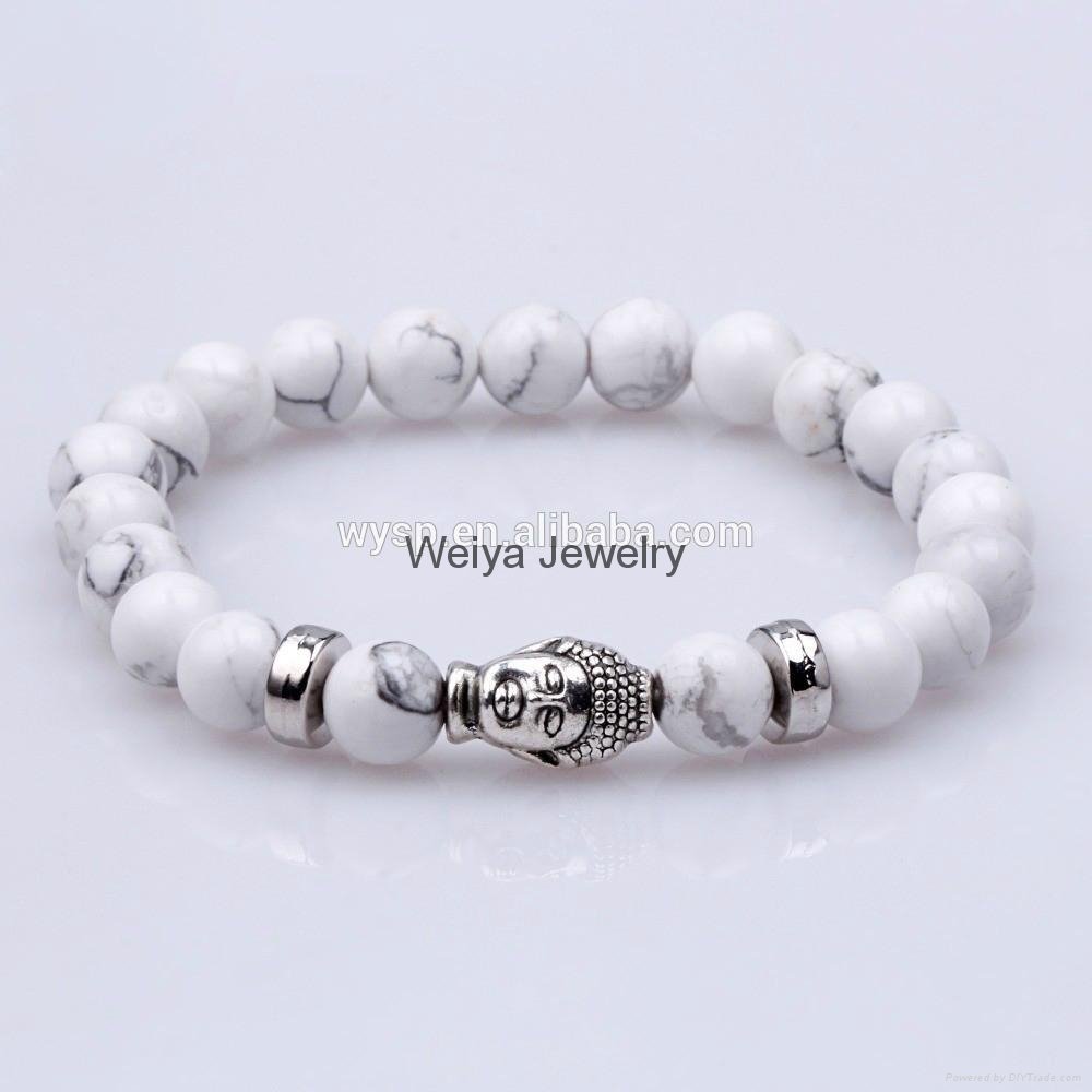 Fashion Skull Natural Stone Bracelet With Lava Beads And Elastic Rope 2