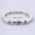 Fashion Skull Natural Stone Bracelet With Lava Beads And Elastic Rope 2