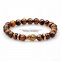 Fashion Skull Natural Stone Bracelet With Lava Beads And Elastic Rope 4