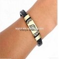 Jewlery Skull Leather Woven Bracelet With Naruto Style Magnetic For Cute Fans
