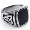 2016 Hot Sales Custom Black Silver and Shell Stainless Steel Signet Ring in Celt 1