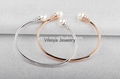 Fashion Cuff High Polish Fine Bone Bangle Bracelet With Inlay Dual Imitation Pea