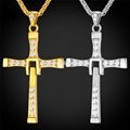 2016 Fashion Solid Polished Cross Pendant Necklace with 14k Yellow Gold 1