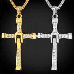 2016 Fashion Solid Polished Cross Pendant Necklace with 14k Yellow Gold