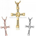 2016 Fashion Solid Polished Cross Pendant Necklace with 14k Yellow Gold 2