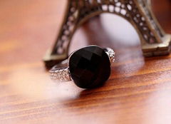 Hot Sales Fashion Retro Black Agate Diamond Rings For Women Wholesale