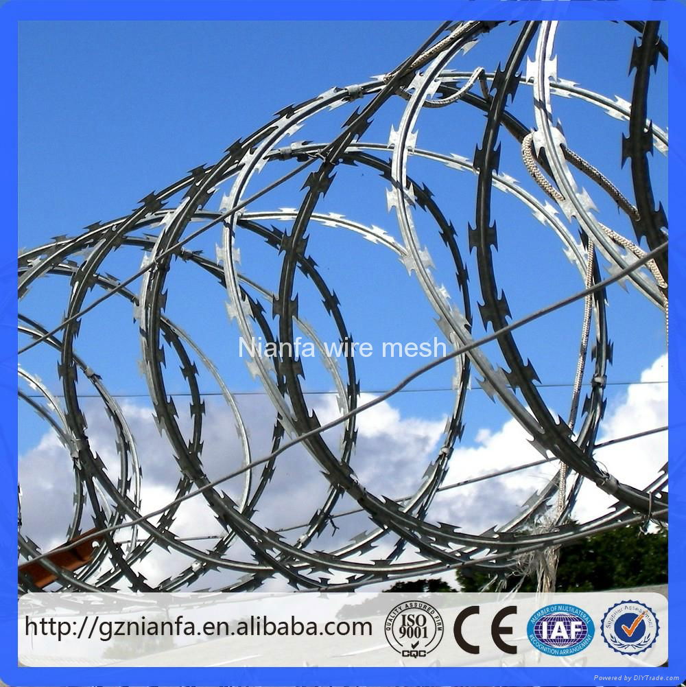 Low price pvc coated safty concertina razor barbed wire fence spools(Guangzhou F 3