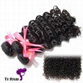 T1 Hair 3 Bundles Grade 6A Brazilian Virgin Human Hair Weft Deep Wave 4