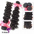 T1 Hair 3 Bundles Grade 6A Brazilian Virgin Human Hair Weft Deep Wave 5