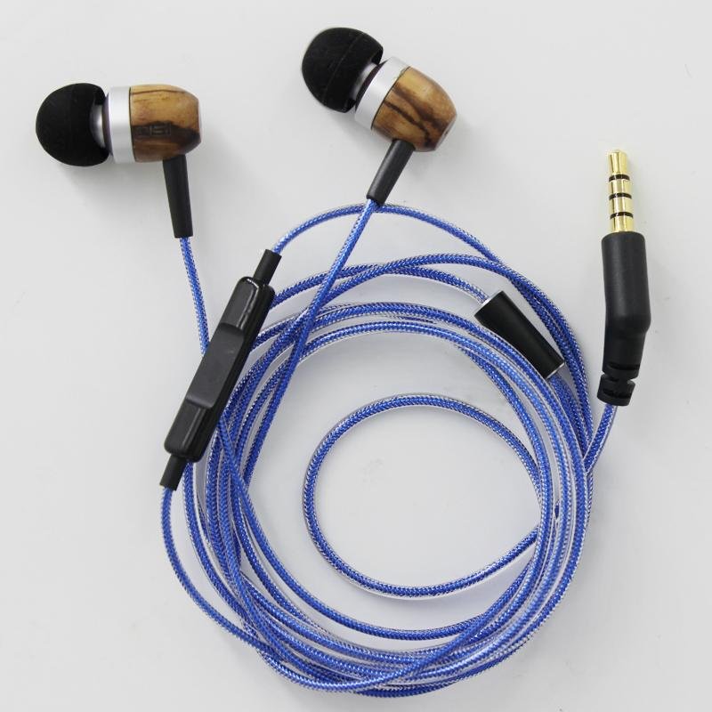 Innovative high quality new wooden earphone for mobile phone 3