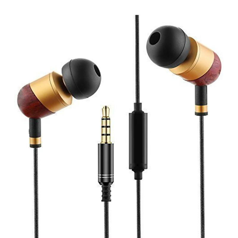 2015 new fashion wooden earphone high quality roun cable in ear couple stylish 