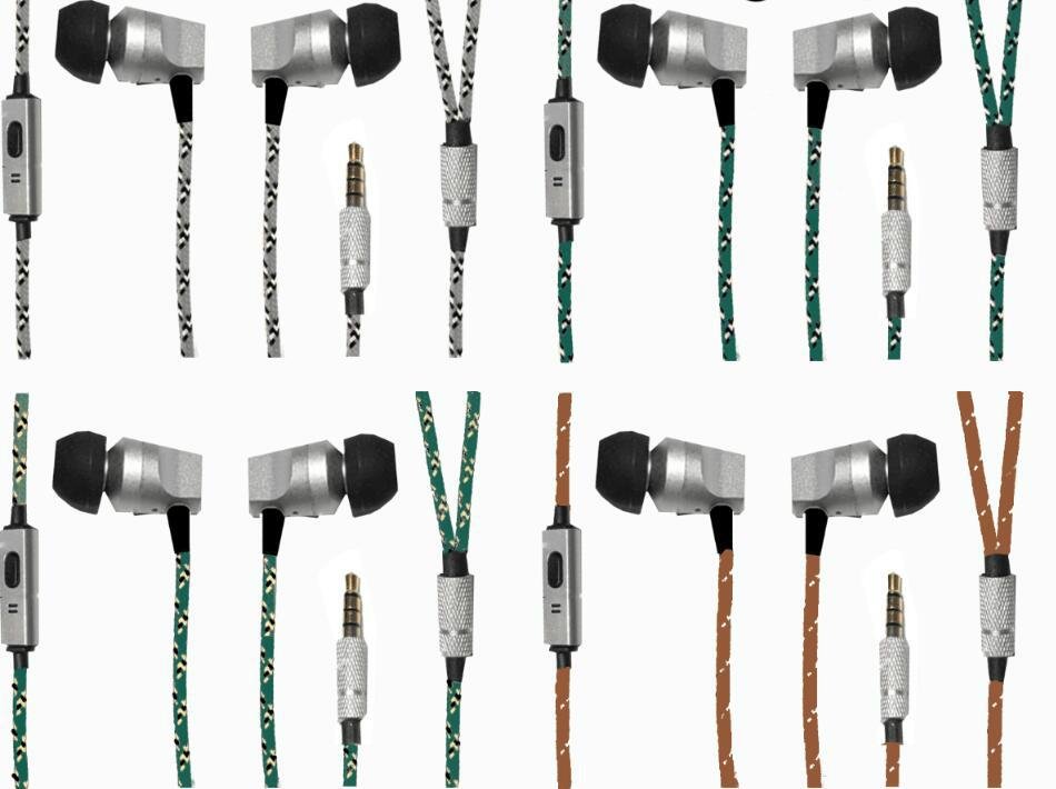 Wholesale colorful braided wire earphones with mic for mobile 3