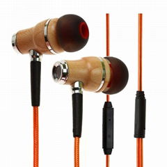 Hot sell wooden branded earphone with mic