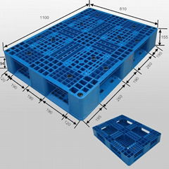 1100*800*155mm stackable plastic pallet with full perimeter bottom 