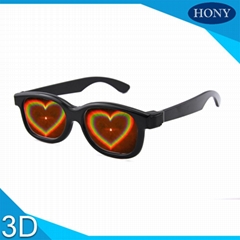 Custom Logo Fireworks Rainbow Plastic Heart diffraction glasses