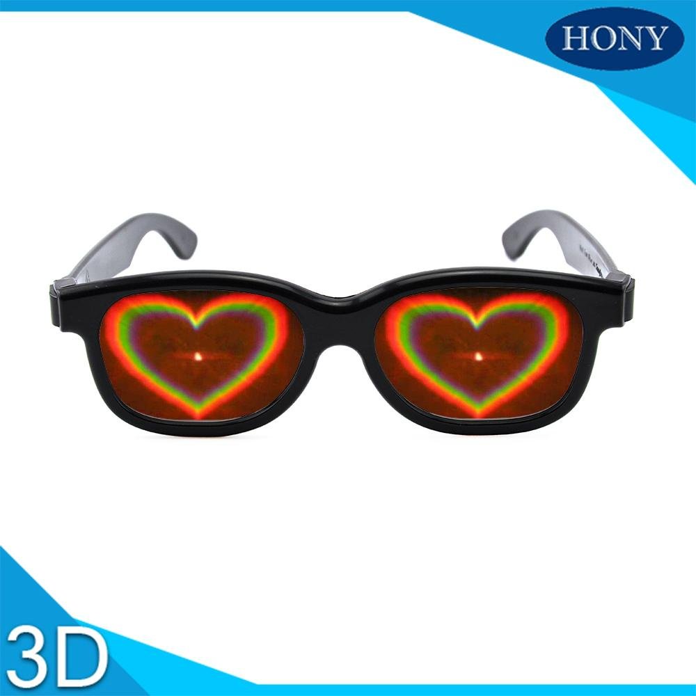 Custom Logo Fireworks Rainbow Plastic Heart diffraction glasses 4
