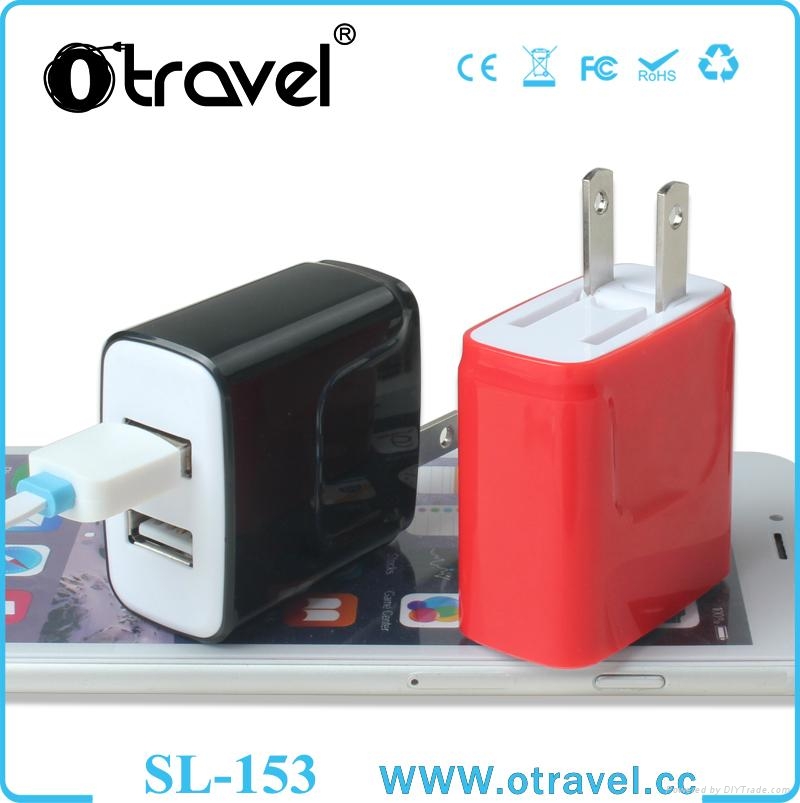 Dual Port Mini Portable US/EU Plug Portable Charger Adaptor SL153