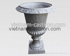 Cast iron garden urns