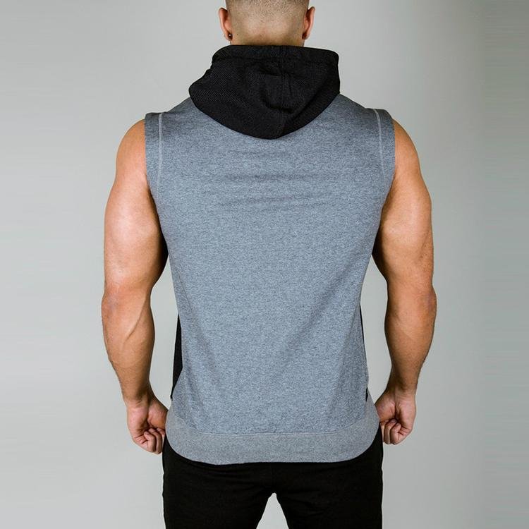 custom men's fashion sleeveless hoody design 2